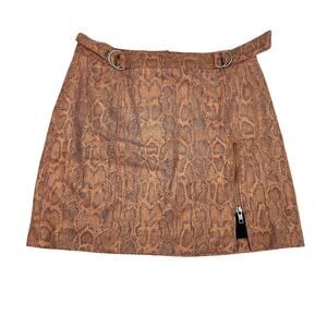 Free People Size 2 Womens Tan Brown Midnight Magic Mini Skirt Snake Print